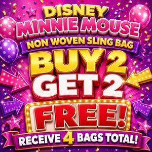 Sling Bag Tote Drawstring Non-Woven Disney Minnie Pink Bow Buy 2 Get 2 Free New